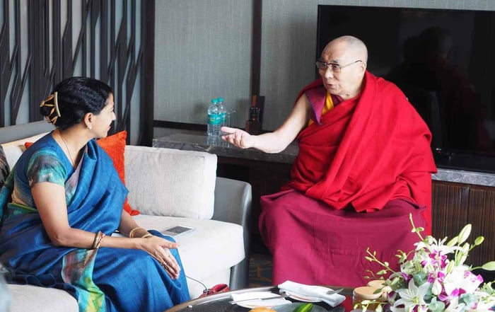 Shoba Narayan with The Dalai Lama