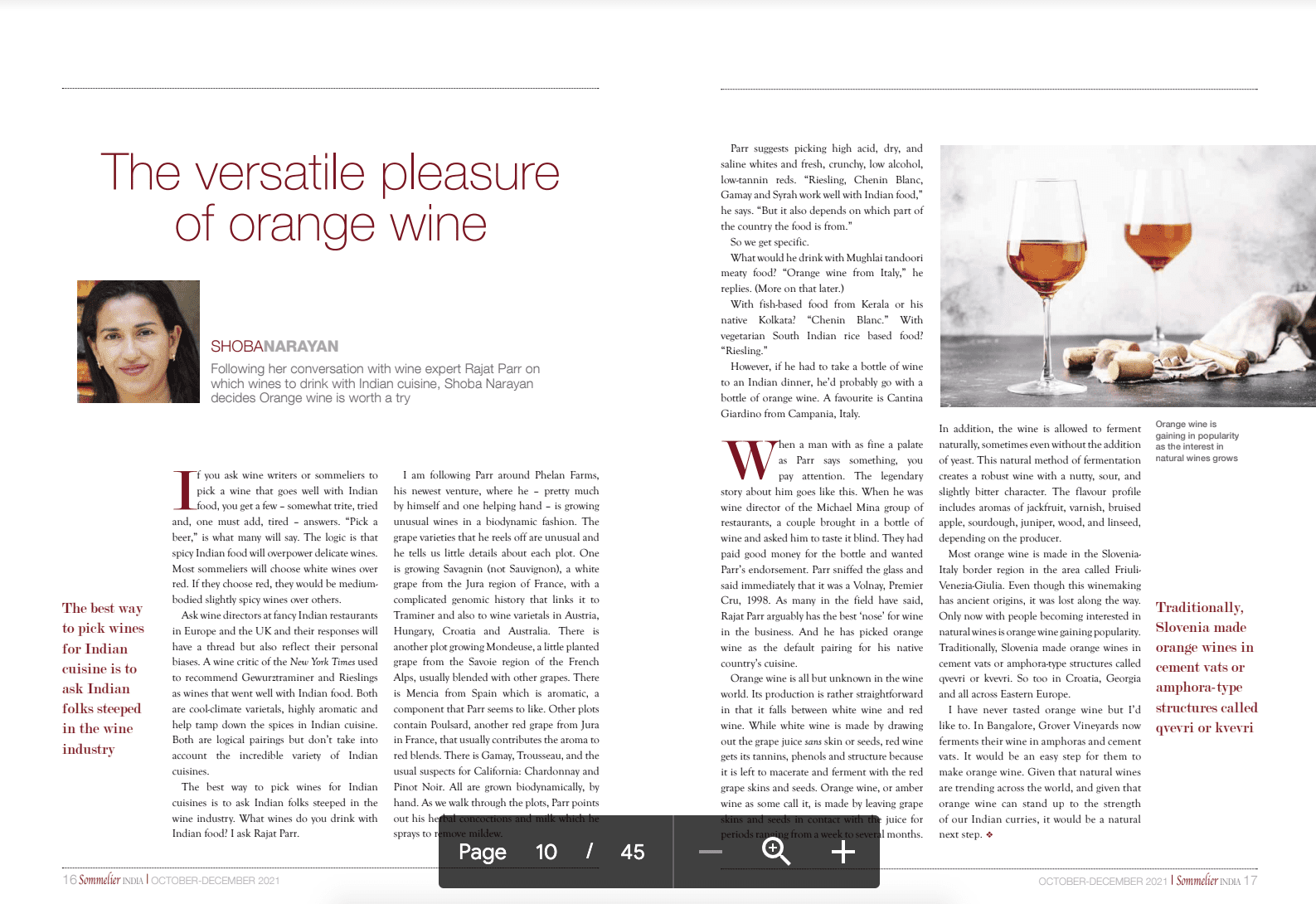Sommelier India Article by Shoba Narayan