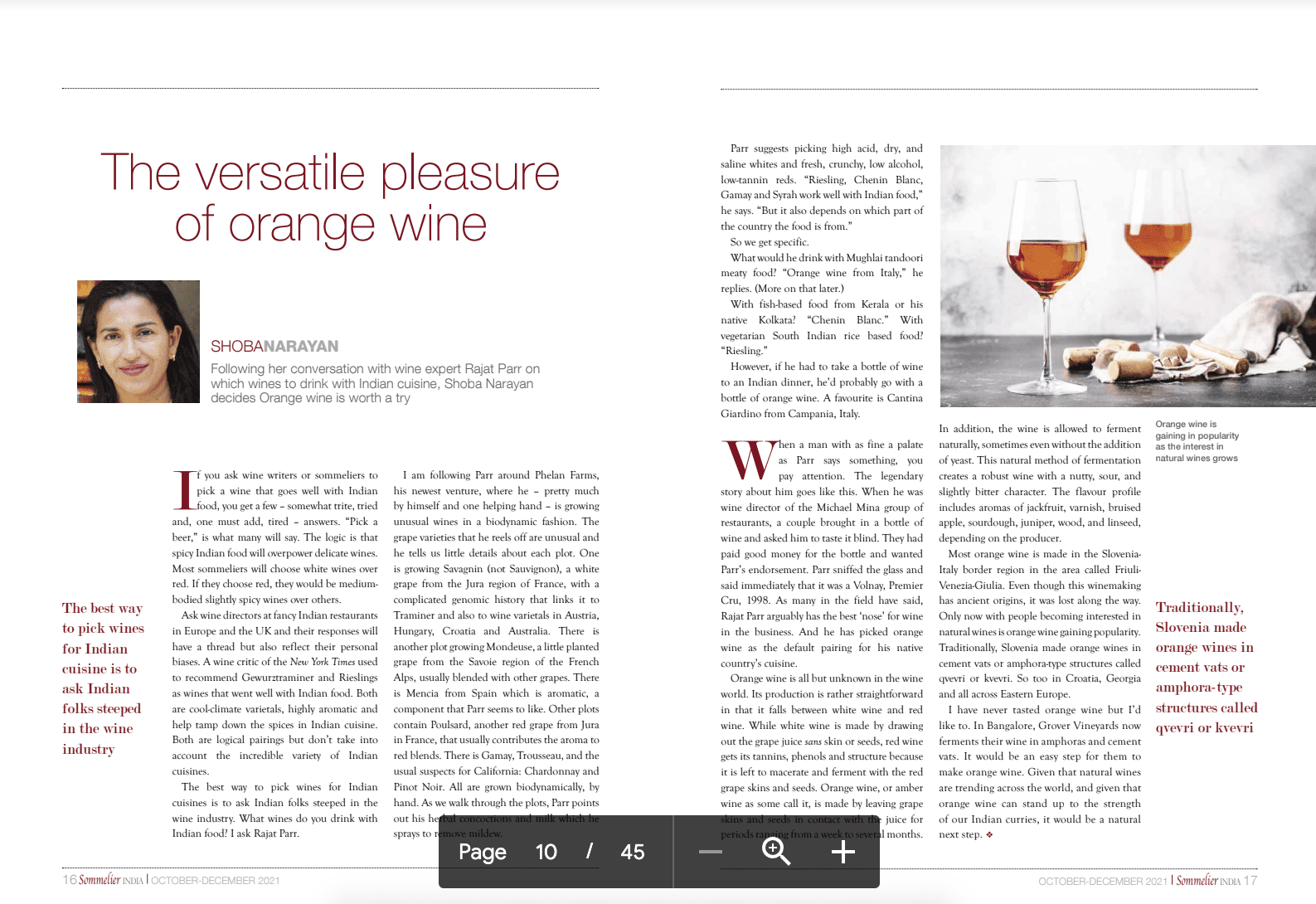 Sommelier India Article by Shoba Narayan Sommelier India Article by Shoba Narayan
