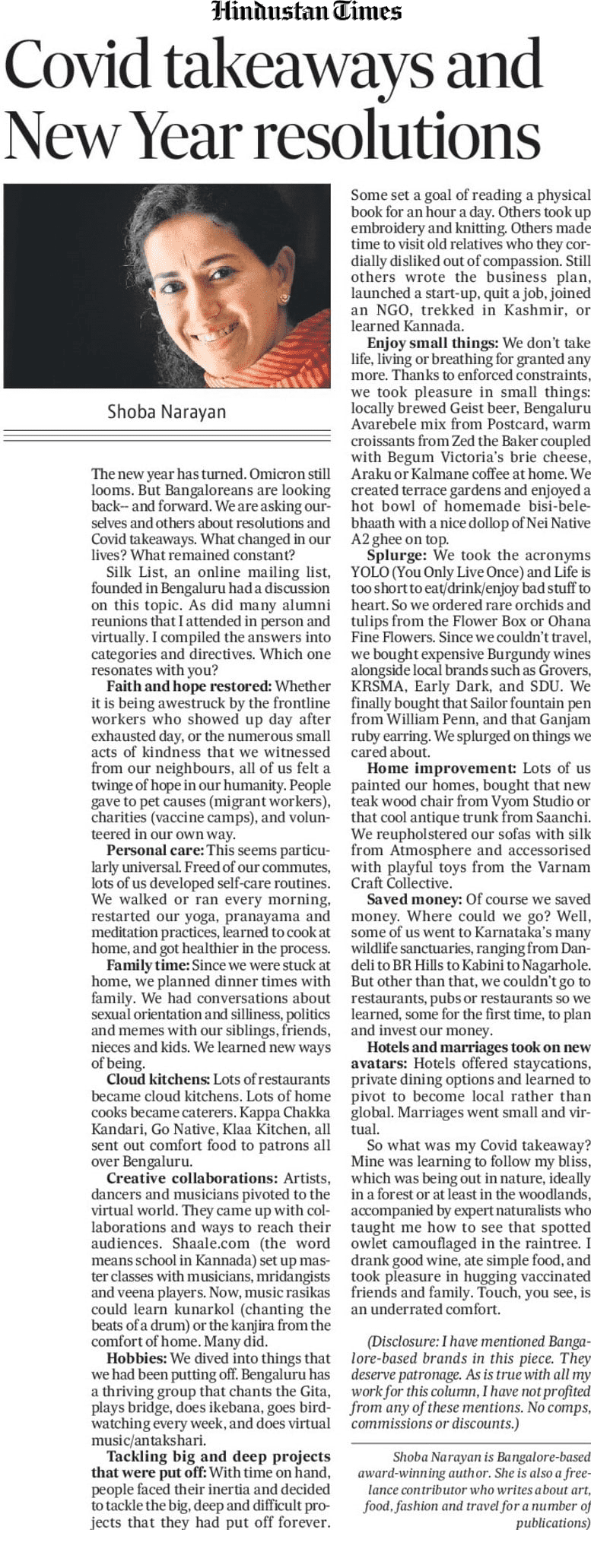 Shoba Narayan What's your Covid Takeaway