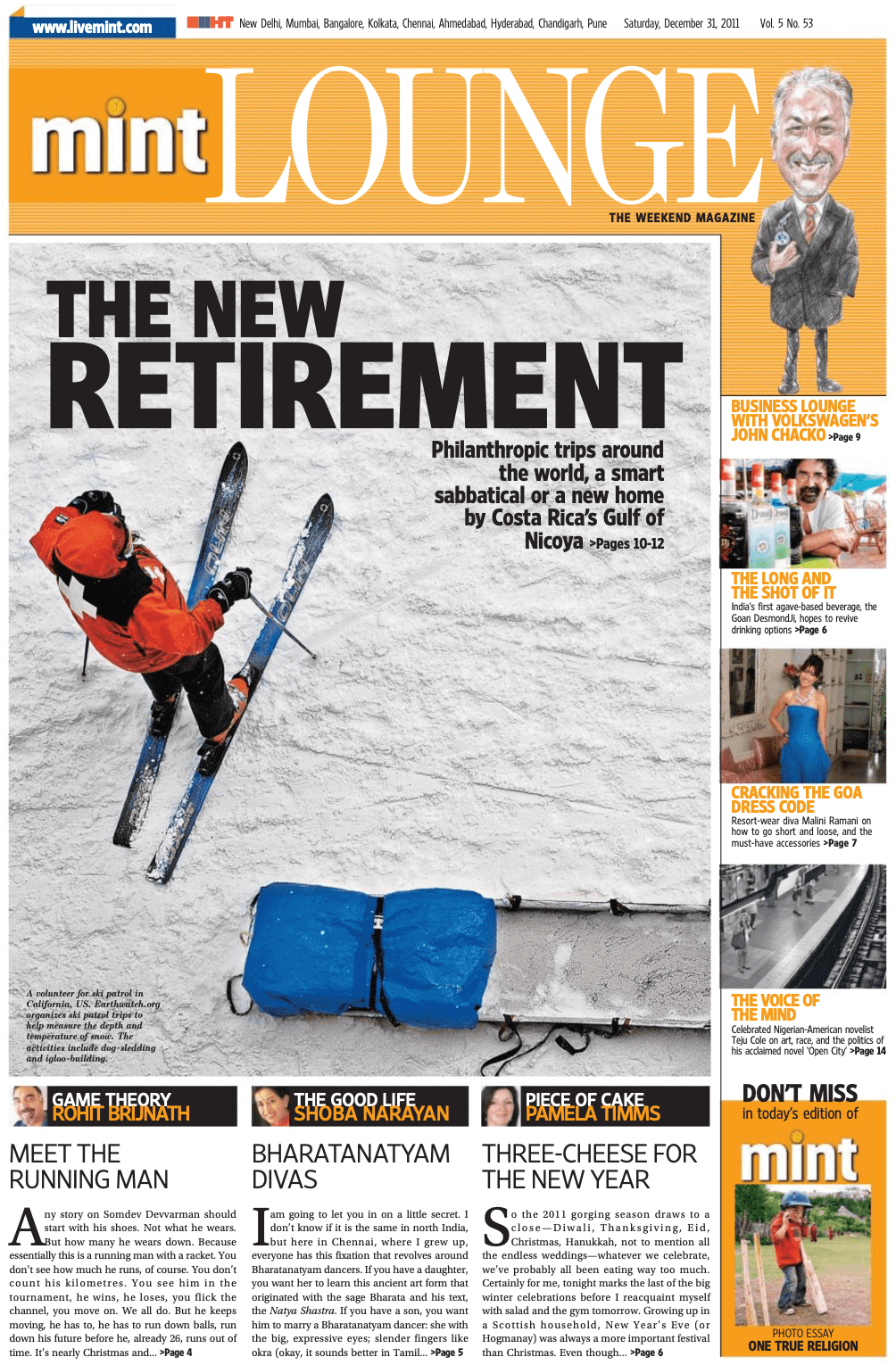 31:12:2011 Chennai's muse the Bharatanatyam diva. The Good Life. Mint Lounge. Cover