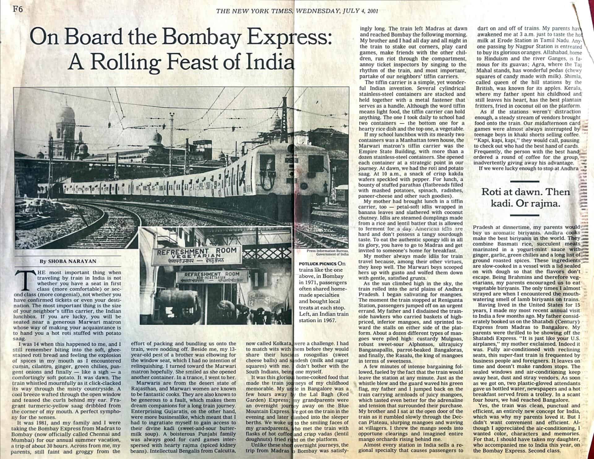 On Board the Bombay Express New York Times