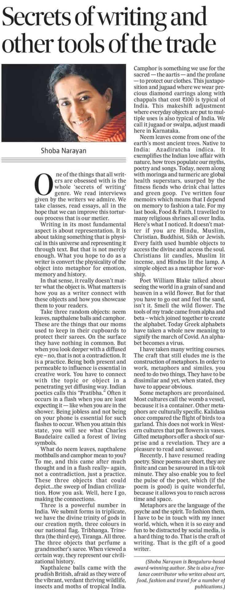 Bangalore Talkies: HT Media: Secrets of Writing Shoba Narayan Bangalore Talkies: HT Media: Secrets of Writing Shoba Narayan