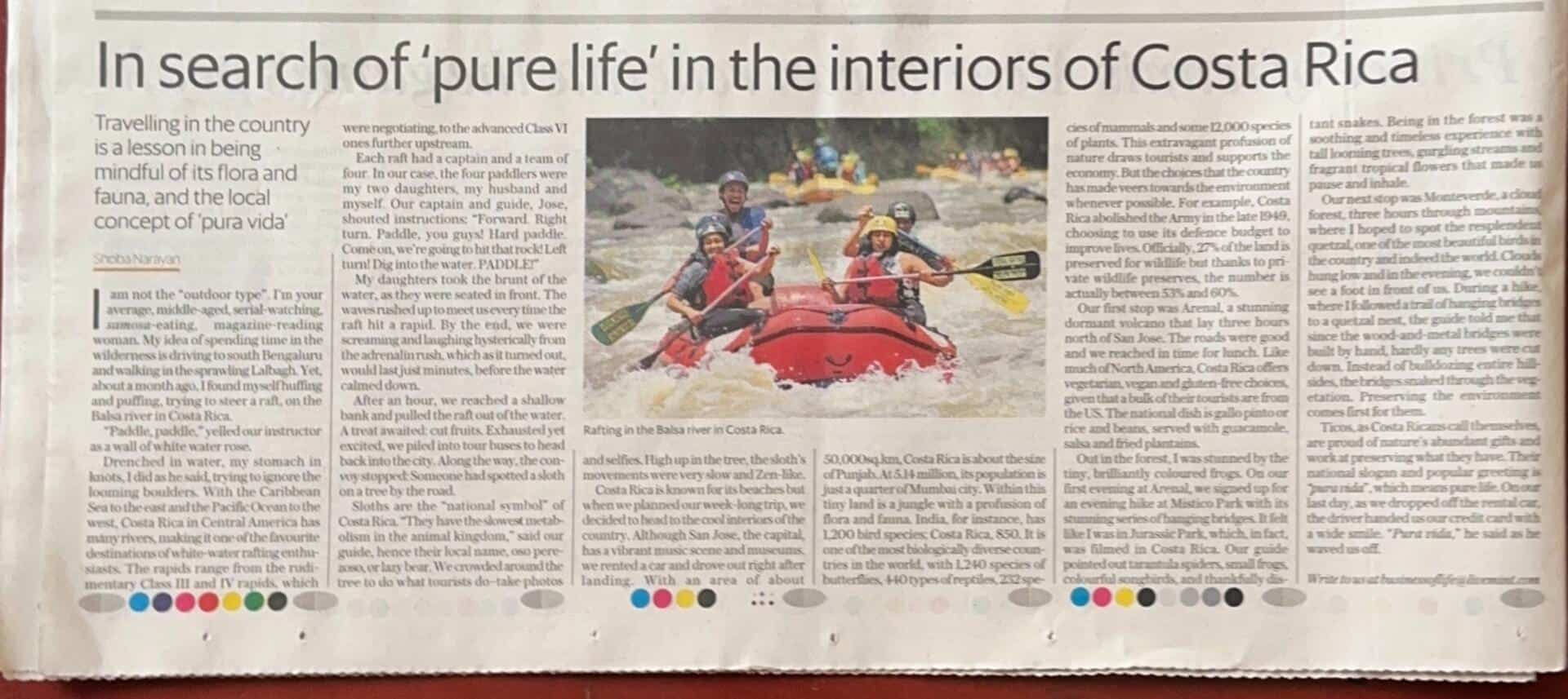 Costa Rica for Mint Lounge Shoba Narayan