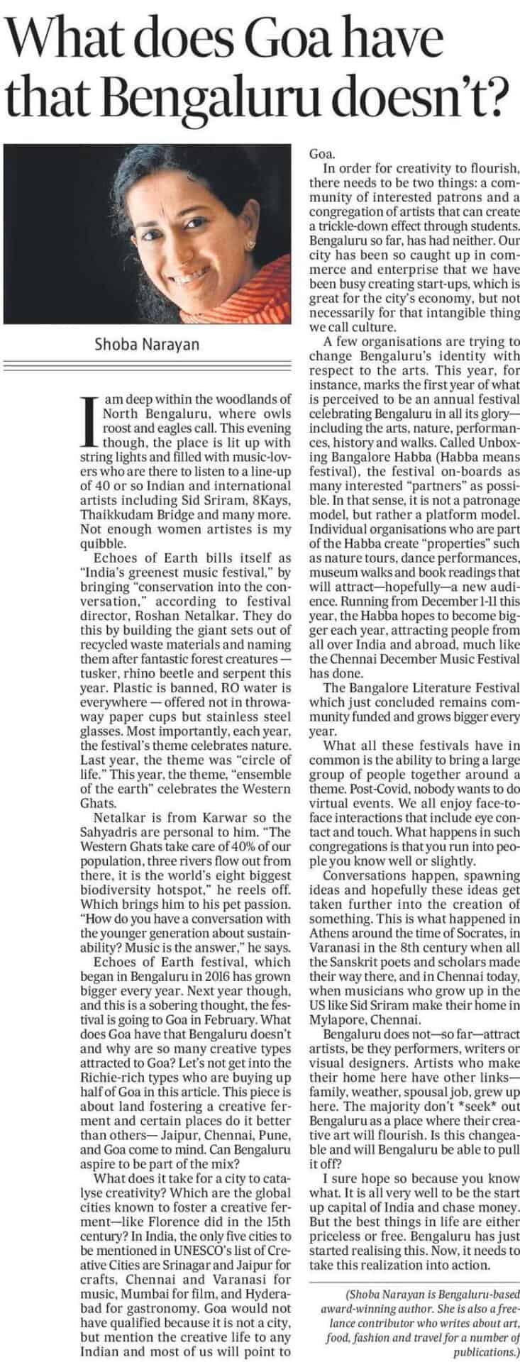 Echoes of Earth festival Goa Bangalore